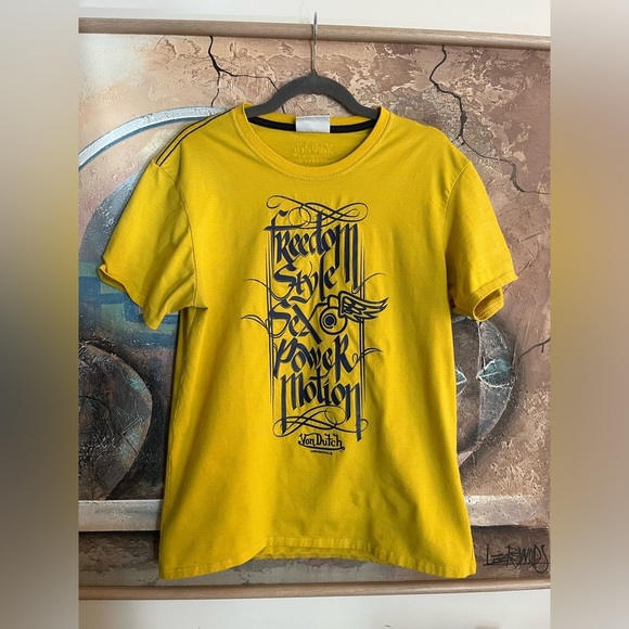 VON DUTCH Yellow Graphic Print Tee - Picture 11 of 11